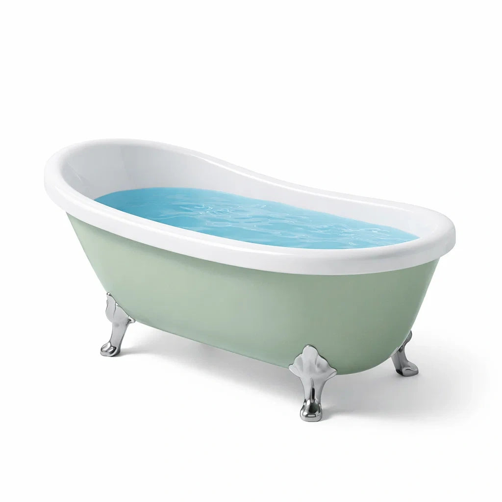 Baignoire autoportante en acrylique vert clair avec pieds chromés 170x75x58 cm