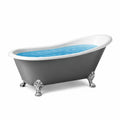 Baignoire en acrylique gris avec intérieur blanc et pieds chromés 170x70x60 cm
