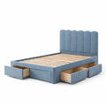 Lit double en tissu avec tiroirs de rangement 200x160 cm