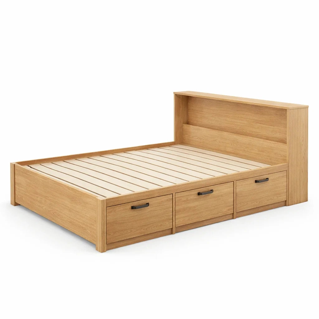 Lit en bois avec tiroirs de rangement 200x160 cm