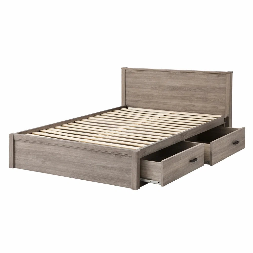 Lit double en bois avec rangement 140x200 cm
