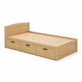 Lit simple en bois avec tiroirs de rangement 190x90 cm