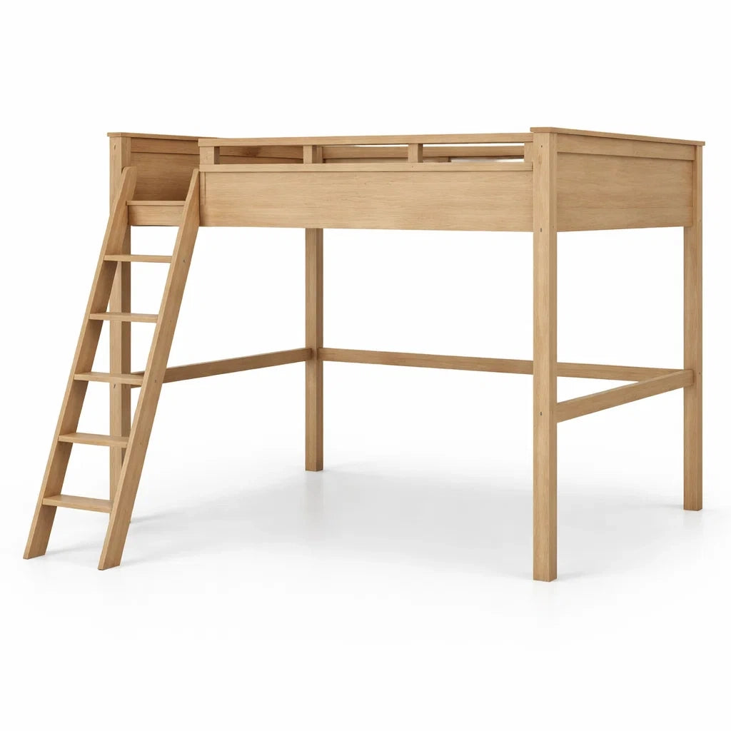 Lit mezzanine en bois de chêne 200x140x180 cm
