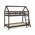 Lit superposé en bois massif Marron 200x90 cm avec échelle