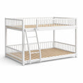 Lit superposé en bois Blanc/Naturel avec échelle