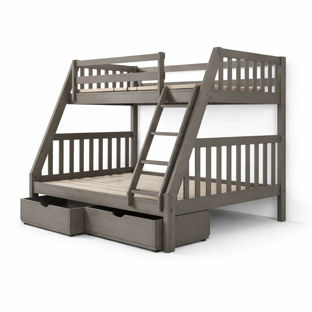 Lit superposé en bois avec tiroirs et échelle