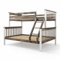 Lit superposé en bois Gris et Blanc avec échelle