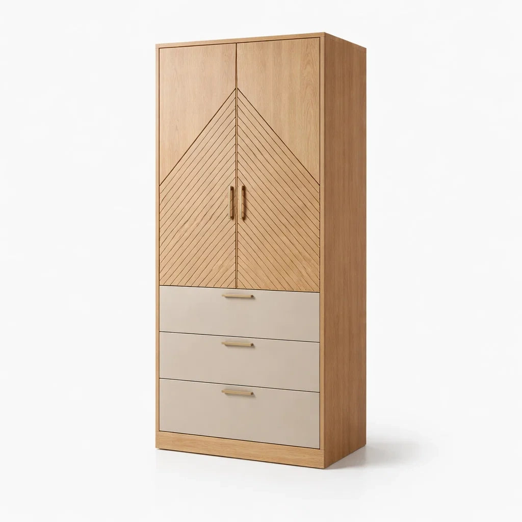 Armoire en bois avec 2 portes et 3 tiroirs 180cm
