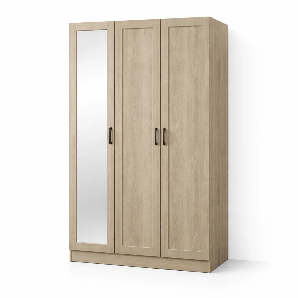 Armoire en bois avec miroir et 3 portes