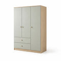 Armoire 3 Portes 2 Tiroirs MDF Chêne Clair/Gris 120x60x200 cm