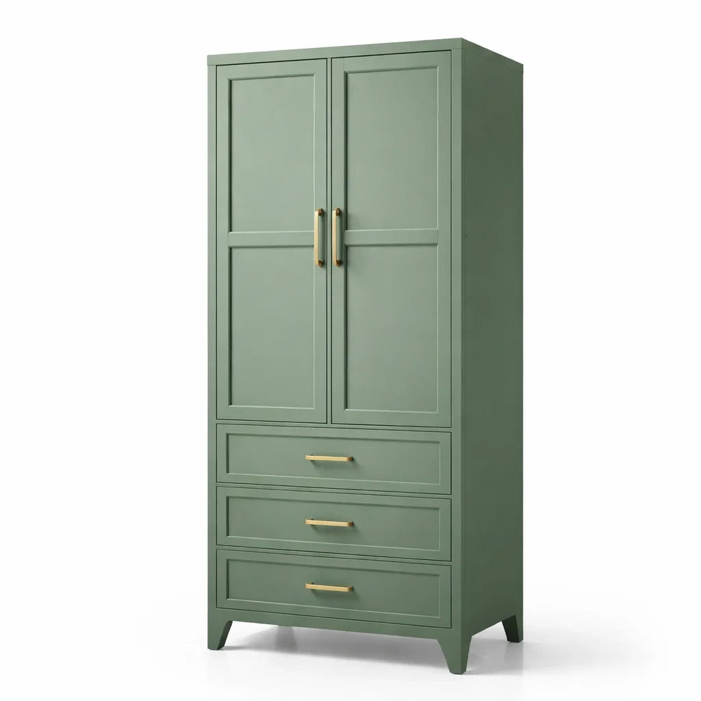 Armoire en bois avec poignées en métal Vert 190x80x40 cm