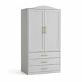 Armoire en bois composite gris avec 2 portes et 3 tiroirs