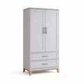 Armoire en Bois Composite Blanc avec Portes et Tiroirs