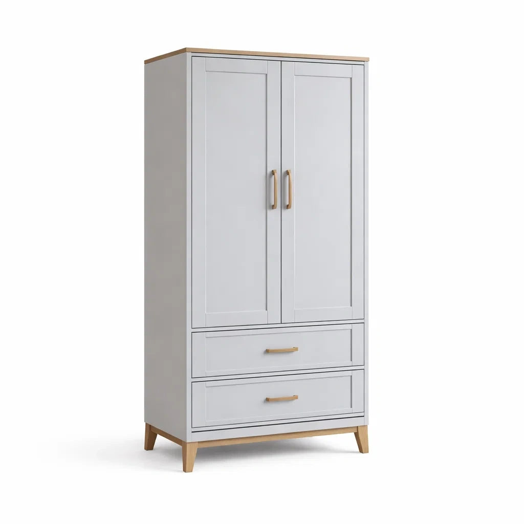 Armoire en Bois Composite Blanc avec Portes et Tiroirs