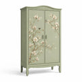 Armoire en Bois de Pin avec Décor Floral Peint