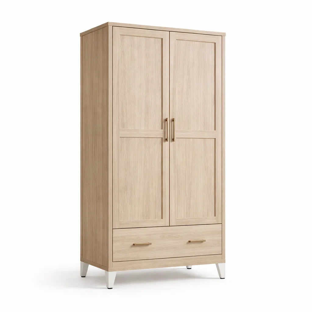 Armoire en bois à 2 portes avec tiroir 180 cm x 80 cm x 50 cm