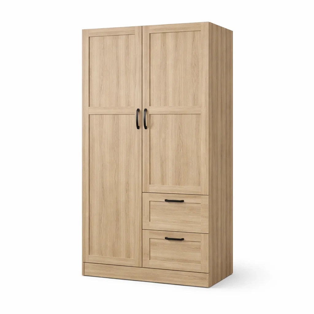 Armoire en bois avec portes et 2 tiroirs