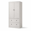 Armoire en Bois de Pin Blanc avec 2 Portes et 2 Tiroirs