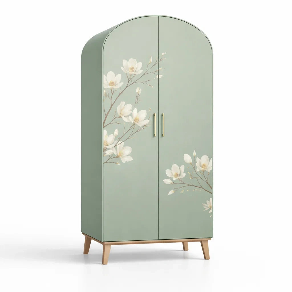 Armoire en bois MDF avec motif floral de magnolias