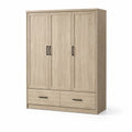 Armoire 3 Portes en Bois avec 2 Tiroirs