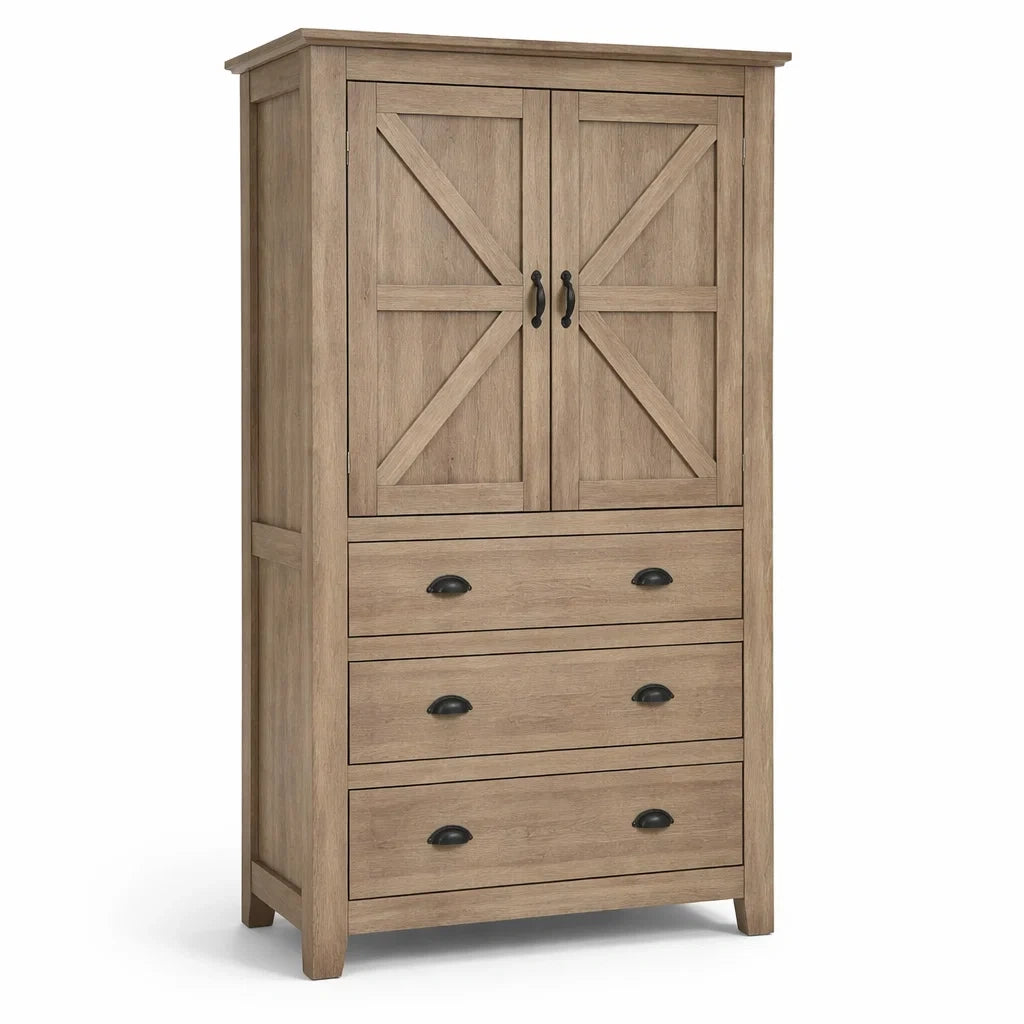 Armoire en bois avec tiroirs en Chêne Clair