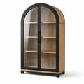 Armoire en Bois avec Portes en Verre Trempé et Cadre Métal Noir