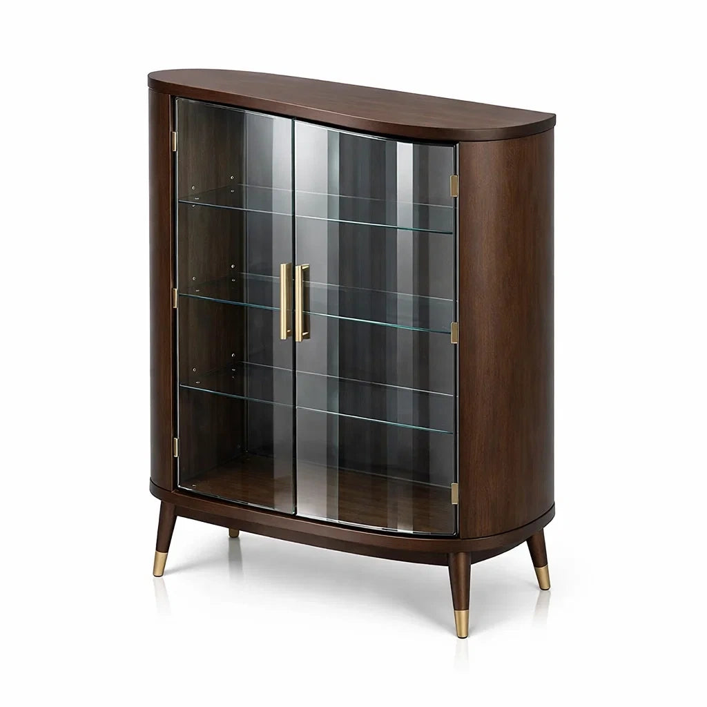 Vitrine en bois avec portes en verre trempé