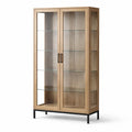 Vitrine en bois et verre trempé avec 2 portes et structure en métal