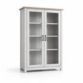 Vitrine en bois blanc avec portes en verre trempé