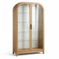 Vitrine en Chêne avec Portes en Verre Trempé
