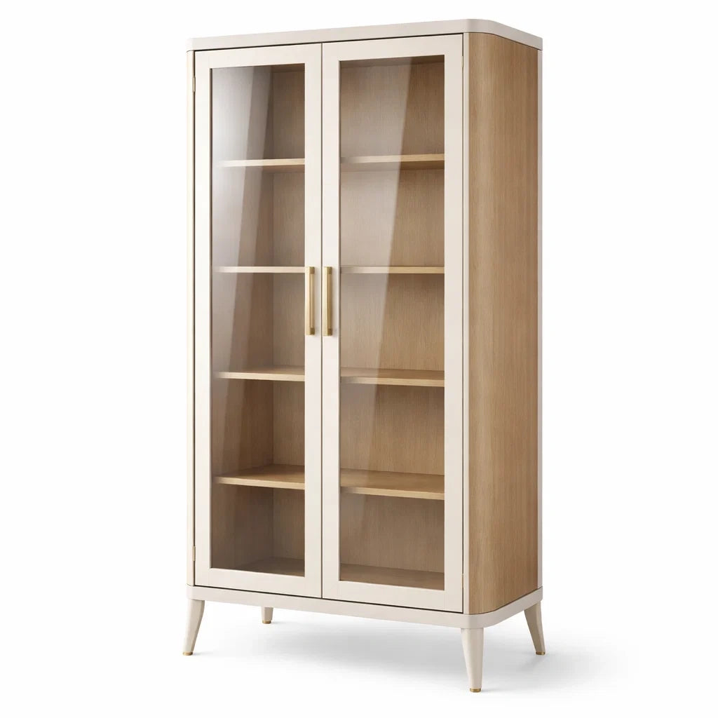 Vitrine en Bois avec Portes en Verre Trempé 180x80x40 cm