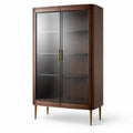 Armoire en bois avec portes en verre trempé