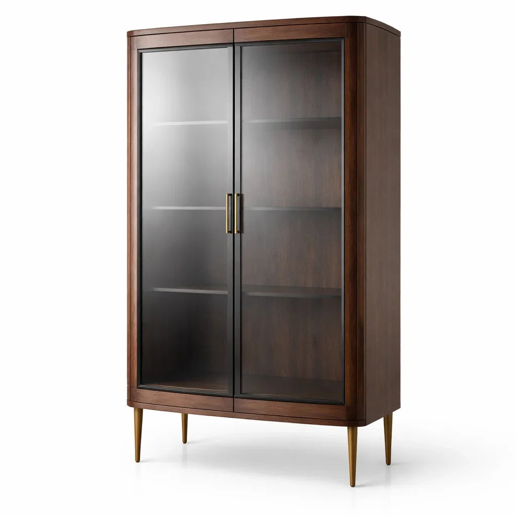 Armoire en bois avec portes en verre trempé
