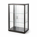 Vitrine en verre trempé avec cadre en métal noir 100x50x35 cm