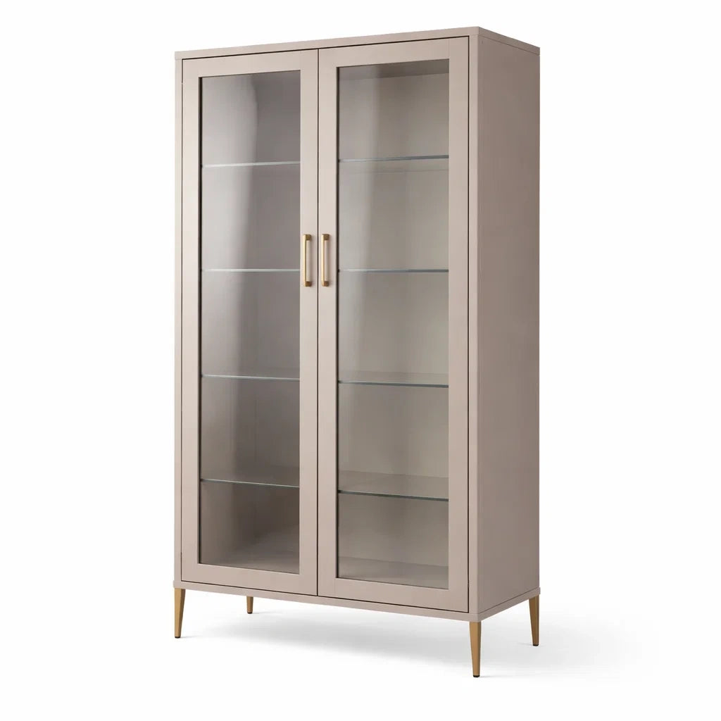 Vitrine en bois et verre trempé 6 mm Beige