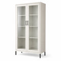 Armoire en Bois avec Portes Vitrées Doubles et Étagères 180x80x40 cm