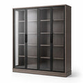 Armoire Vitrine en Bois avec Portes en Verre Trempé Noir