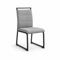Chaise en tissu polyester gris avec cadre en métal noir