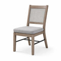 Chaise en bois avec assise en tissu gris