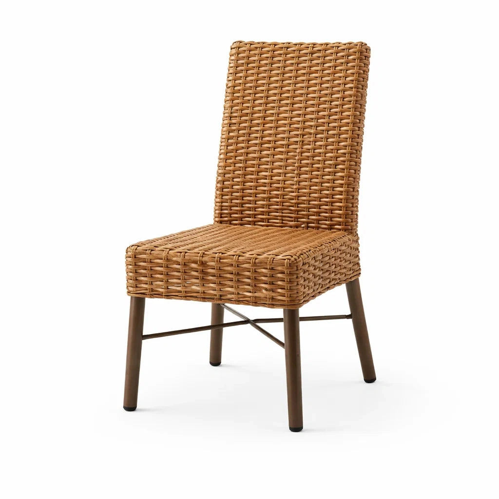 Chaise en Rotin Synthétique et Métal Marron