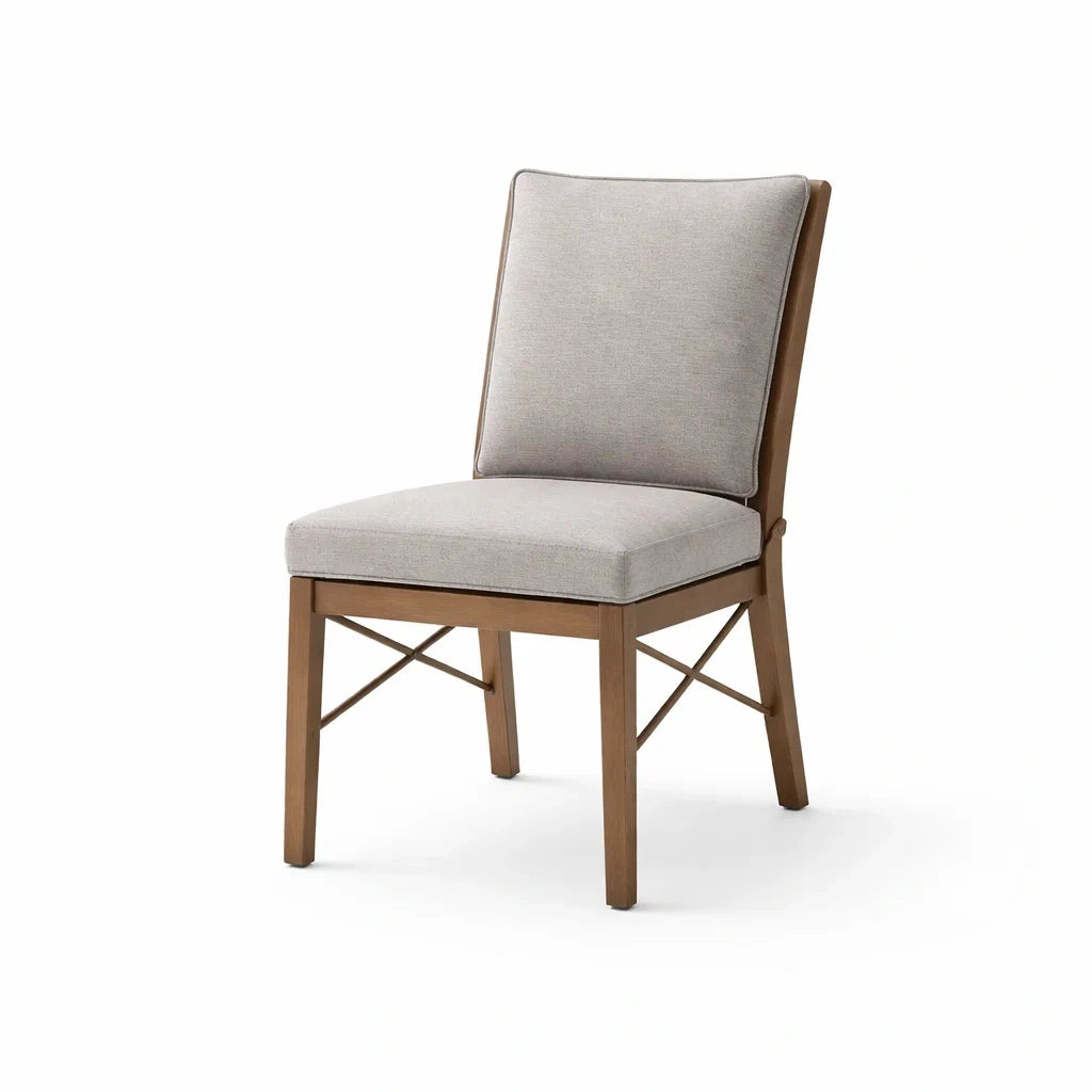Chaise Bois avec Assise en Tissu Polyester Beige