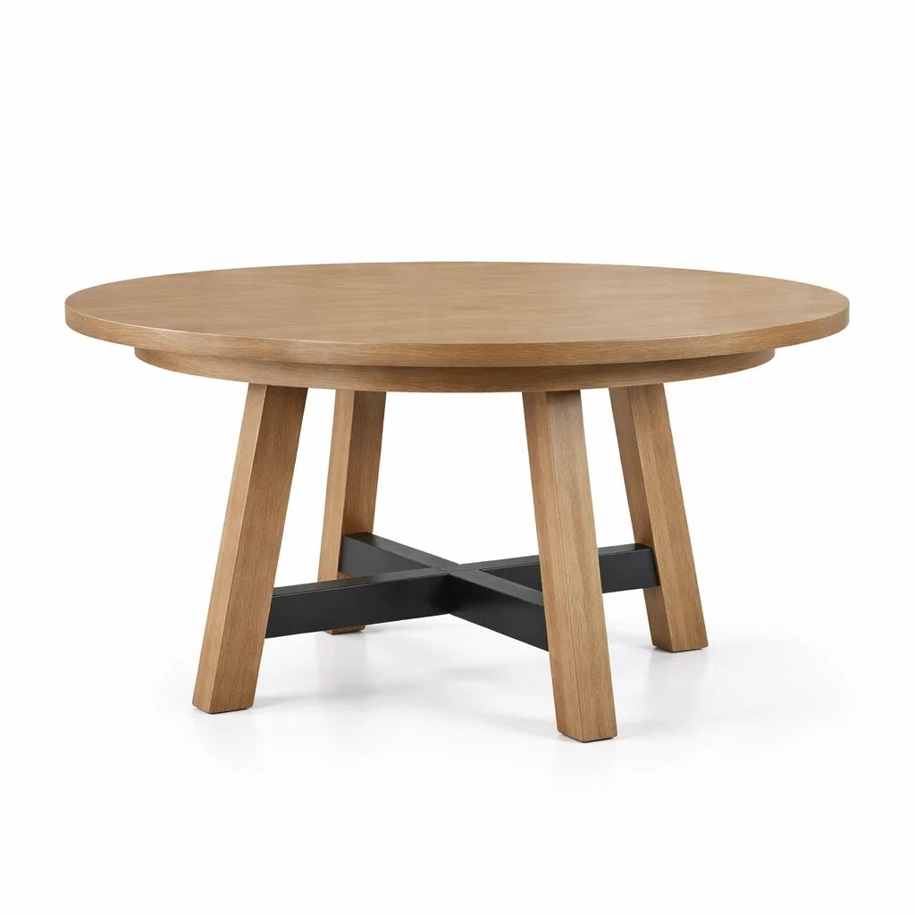 Table ronde en bois et métal 150 cm