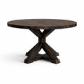Table ronde en bois de couleur chêne foncé, diamètre 120 cm