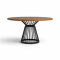 Table ronde en bois et métal noir, diamètre 120 cm