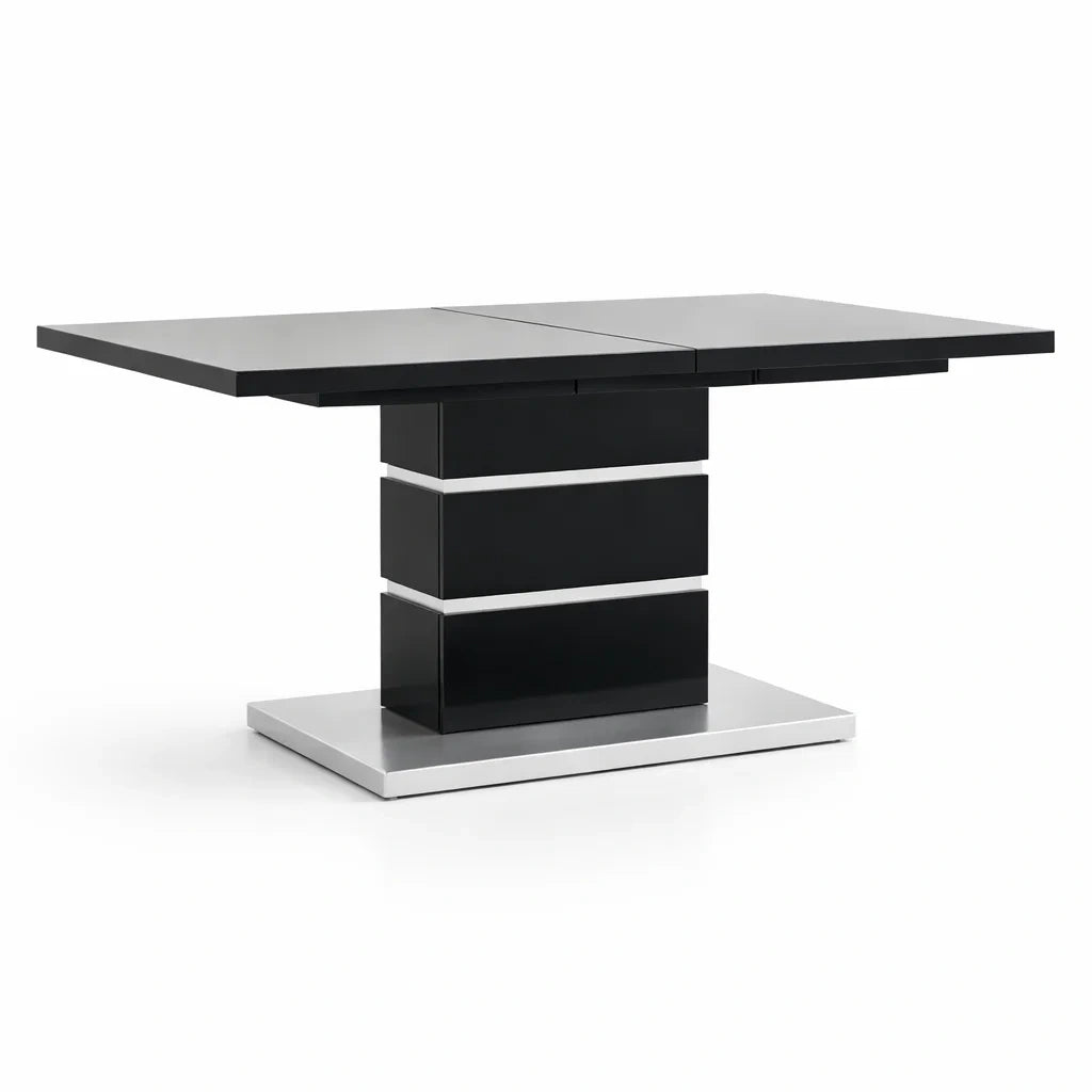 Table à manger extensible en MDF noir 160-200x90x76 cm