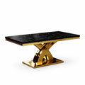 Table en marbre noir et métal doré 180x90x75 cm