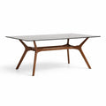 Table à manger en bois et verre trempé noir 180x90 cm