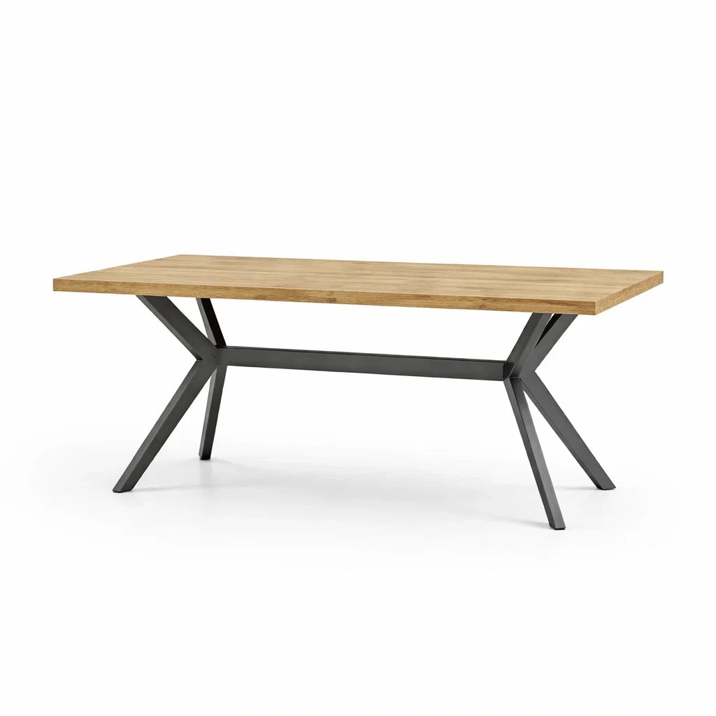 Table à manger rectangulaire en bois et métal 200x90x75 cm