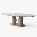 Table à manger ovale en bois et pierre naturelle