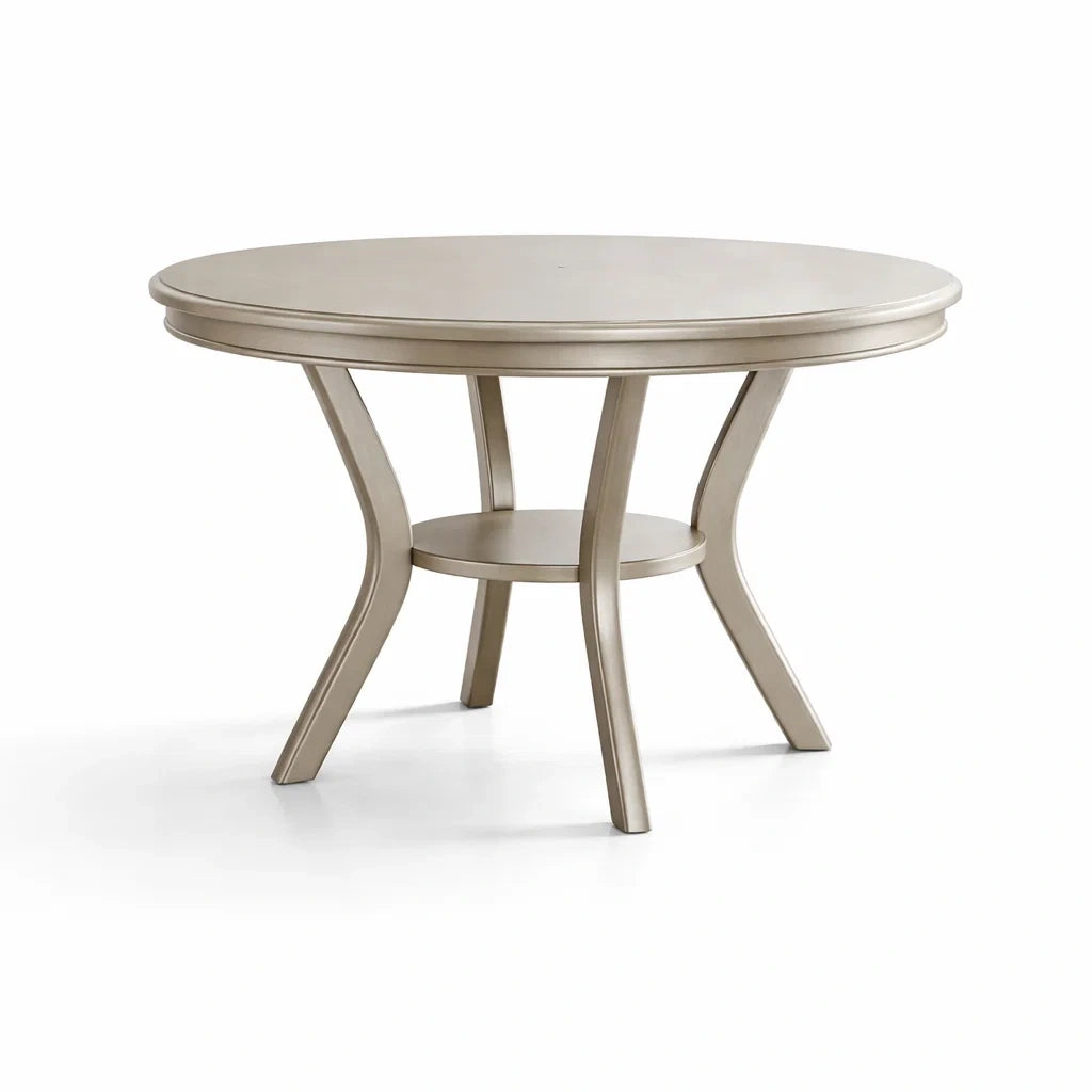 Table ronde en bois composite argenté